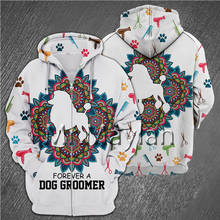 Pets Dog Groomer 3D Print Zip Hoodies Men/women Hipster Streetwear Outfit Autumn Hiphop Hood Sweatshirts Tops Clothes Drop ship 2024 - buy cheap