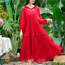 New Spring Plus Size Lace Dress Summer Female 2022 Long Sleeve Dresses Female Loose Casual Hooded Red Dress Long Vestidos Femme 2024 - buy cheap