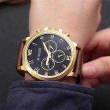 Мужские часы MIGEER модные кожаные кварцевые часы мужские часы relogio masculino montre homme reloj hombre relogio 30X 2024 - купить недорого