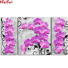 Completo quadrado redondo 5d faça você mesmo pintura de diamante flor moderna rosa orquídea trtrtrtrtrtrtico bordado ponto cruz arte em diamante mosaico 2024 - compre barato