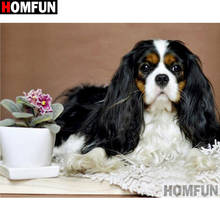 Homfun 5d pintura de diamante "cachorro animal de estimação", broca completa de resina, bordado, ponto cruz, decoração de casa a30060 2024 - compre barato