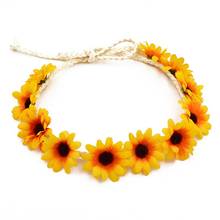 Women Flower Hairband Ladies Elastic Daisy Garland Wreath Hairband Sunflower Head Hair Band Party Club Accessories 2024 - buy cheap