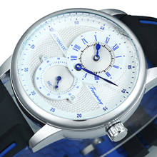 Forsining-Reloj de pulsera automático para hombre, pulsera mecánica transparente, de lujo, con correa de silicona, deportiva, color blanco y azul, 2021 2024 - compra barato