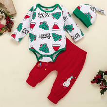 Newborn Infant Baby Boy Girl Christmas Cartoon Romper Bodysuit Pants Hat Outfits Kids Baby Fashion Clothes Set 0-2 Years Old 2024 - buy cheap