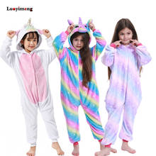 Animal Unicorn Kigurumi For Children Pajamas Flannel Hooded Winter Overalls Jumpsuit Boys Girls Anime Panda Onesie Kids Pyjamas 2024 - buy cheap