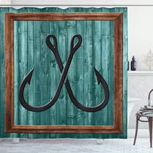 Nautical Shower Curtain Fishing Lures Anchor Modern Abstract Painting Wooden Frame Rustic Bathroom Decor Set with Hooks 70" Long 2024 - buy cheap