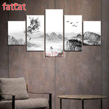 FATCAT, pintura de paisaje Vintage, 5 piezas Diy, pintura de diamante, bordado de diamantes redondos cuadrado completo, venta de costura AE1417 2024 - compra barato