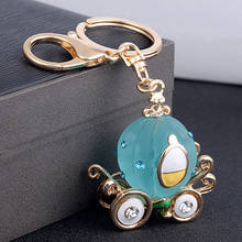 Lovely Cinderella Pumpkin Carriage Car Creative Crystal Keyring Charm Pendant Purse Bag Car Keychain Key Chains Key Ring 2024 - buy cheap