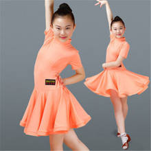 Vestido de baile latino estándar de manga corta para niña vestidos de baile de salón para niños Salsa Rumba Cha Samba vestido de Tango 2024 - compra barato