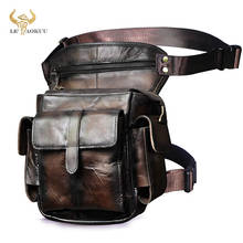 Soft Original Leather Men Design 8" Messenger Shoulder Bag Multi-function Coffee Fanny Waist Belt Pack Leg Drop Bag Pouch 913-5 2024 - buy cheap