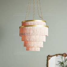Lámpara colgante de tres niveles, iluminación vintage grande, con flecos, estilo nórdico, para loft, color gris y negro 2024 - compra barato