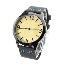 Reloj de madera de bambú con correa de cuero para hombre, pulsera con etiqueta personalizada y logotipo propio, carcasa de aleación, color negro y azul, calidad 2020 2024 - compra barato