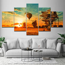 Canvas Painting Hot Air Balloon Flying on the Sky 5 Pieces Wall Art Painting Modular Wallpapers Poster Print Home Decor 2024 - buy cheap