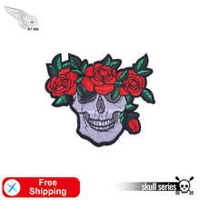 Rose Skeleton Mc Biker Patches Embroidered Iron on for Garment Sewing Badges Cool Applique Twill Stickers Jackets Vest Accessory 2024 - buy cheap
