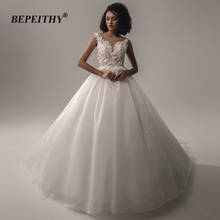 BEPEITHY Vestidos De Novia O Neck Lace Wedding Dresses 2021 Sleeveless Court Train Vintage Bridal Gown For Plus Size Women 2024 - buy cheap