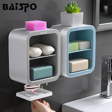BAISPO-platos de jabón portátiles para baño, soporte organizador de jabón montado en la pared, estante de almacenamiento doble de plástico, accesorios de baño 2024 - compra barato