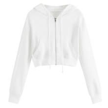 Women Sweatshirt Hoodie Cropped Zip Solid Spring Long Sleeve Casual Pullover 2020 Plus Size Jacket Streetwear Korean Clothes 2024 - buy cheap
