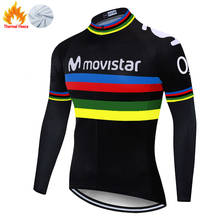 Movistar-camiseta térmica de manga longa 6xg, masculina, para ciclistas, bicicleta, mtb, inverno 2024 - compre barato