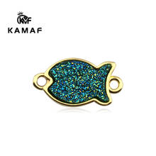 Small Fish Charm Imitation Bud Connector Plating Brass Bracelet Necklace Accessories 19mm*10mm 2024 - buy cheap