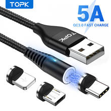 TOPK 5A Magnetic USB Cable Fast Charging USB Type C Cable Magnet Charger Data Charge Micro USB Cable For iPhone X Samsung Xiaomi 2024 - buy cheap