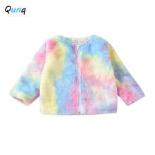 Qunq colorido meninas de pelúcia casaco primavera outono moda crianças outerwear para 2 3 4 5 6 ano menina 2021 nova criança crianças topos roupas 2024 - compre barato