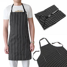 1pc ajustável adulto preto tarja bib avental com 2 bolsos chef garçom avental para restaurante do hotel cozinha cozinhar ferramenta acessórios 2024 - compre barato