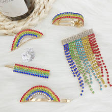 Clip lateral con borla de arcoíris para niña y mujer, horquilla con diamantes de imitación, accesorios para el cabello 2024 - compra barato
