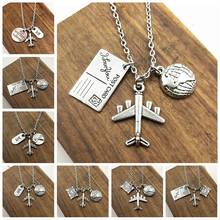 1pcs "Every Journey Starts With One Step" Words Compass Airplane Necklace Camera Jewelry Gift Flight Pilot Travel Necklace 2024 - buy cheap