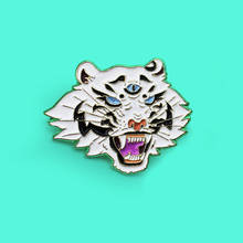 Animal Tiger Lion Enamel Pin Three eyed tiger White tiger Brooches Exaggerated personality Badge Brooch Bag Lapel Jewelry 2024 - buy cheap