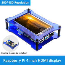 For Raspberry Pi 4B 4 Inch HDMI Display Pi4 Generation can Install Fan Display 3B+ 800*480 Screen 2024 - buy cheap