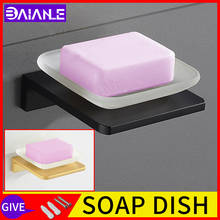 Bathroom Soap dish black thickening soap holder shower storage rack wall mounted hotel toilet golden soap doo rack tray 2024 - buy cheap