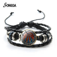 Ancient Druid Symbol Leather Bracelet Retro Logo Pattern Glass Cabochon Snap Button Wrap Bracelets & Bangles Wristband Talisman 2024 - buy cheap