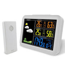 Despertador digital, estação de previsão do tempo, ambiente interno e externo, medidor de temperatura e umidade, com função soneca de 5min 2024 - compre barato