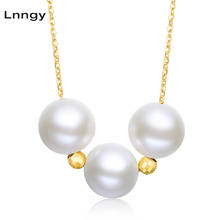 Lnngy 18K Yellow Gold Pendant Necklace Natural Freshwater Pearl Lady Chain Necklace Link Engagement Wedding Christmas Gift 2024 - buy cheap