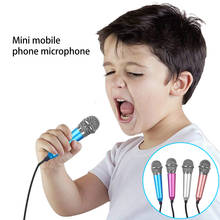 Mini microfone estéreo portátil 3.5mm, microfone para estúdio, karaokê, ktv, celular, notebook, pc, desktop, pequeno 2024 - compre barato