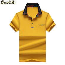 Polo de manga corta para hombre, camisa de negocios de Color sólido, de alta calidad, con cuello bordado a rayas, tops 2024 - compra barato