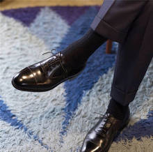 Zapatos de cuero Retro para hombre, calzado Formal con cordones hecho a mano, Oxford, zapatos de boda con punta cuadrada 2024 - compra barato