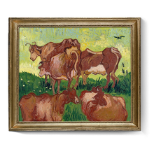 Pintura clássica de óleo em tela para decoração de casa sala de estar, artística, vacas van gogh (after fluorescentes) 2024 - compre barato