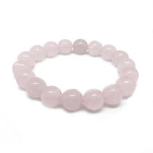 Momiji moda rosa pedra matural para as mulheres elástico ajustável contas redondas rosa cristal charme casal pulseira 2024 - compre barato