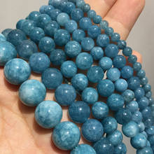 Pedra natural azul angelite contas de cristal redonda solta espaçador contas para fazer jóias contas 6 8 10 12mm 15 "diy pulseira 2024 - compre barato