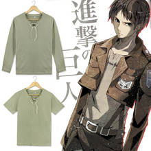 Anime ataque em titan cosplay traje eren jaeger cos camiseta de manga curta/longa unisex feminino verão 2024 - compre barato