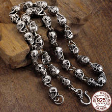 High Quality Skull Silver Chain Real 925 Sterling Silver Thailand Vintage style Necklace Pendant for Men Fine Jewelry Best Gifts 2024 - buy cheap