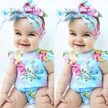 Fashion Newborn Baby Girl Floral Bodysuit Jumpsuit +Headband 2PCS Outfits Set Summer Sunsuit 2024 - buy cheap