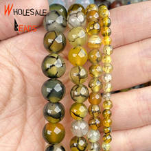 Cuentas sueltas de 4/6/8/10mm, piedra Natural, ágatas de venas de dragón amarillo, espaciador redondo para la fabricación de joyas, accesorios de pulsera Diy 2024 - compra barato