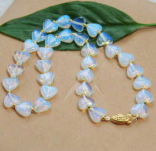 Fashion 12mm Sri Lanka Opal Gemstone Heart Beads Necklace 18'' 2024 - buy cheap
