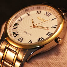 Мужские стальные кварцевые наручные часы erkek kol saati, классические часы Серебряного и золотого цвета 2024 - купить недорого