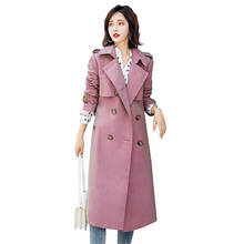 Gabardina feminina para primavera e outono, casaco longo, alta qualidade, cor sólida, blusão fino, dupla face, a2901 2024 - compre barato