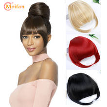 MEIFAN, высокотемпературное волокно, Синтетические прямые волосы, бахрома, тупые челки, черный, коричневый, накладные волосы на клипсах для наращивания челки 2024 - купить недорого