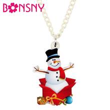 Bonsny Acrylic Christmas Gift Box Snowman Necklace Pendent Choker Jewelry Lady Girls Teen Festival Decoration Gift 2019 New Bulk 2024 - buy cheap