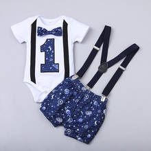 Baby Boys Clothes Set Newborn Baby Boys Gentleman One-year-old Birthday Short Sleeve Romper Straps Suspenders Shorts Outfits 2024 - buy cheap